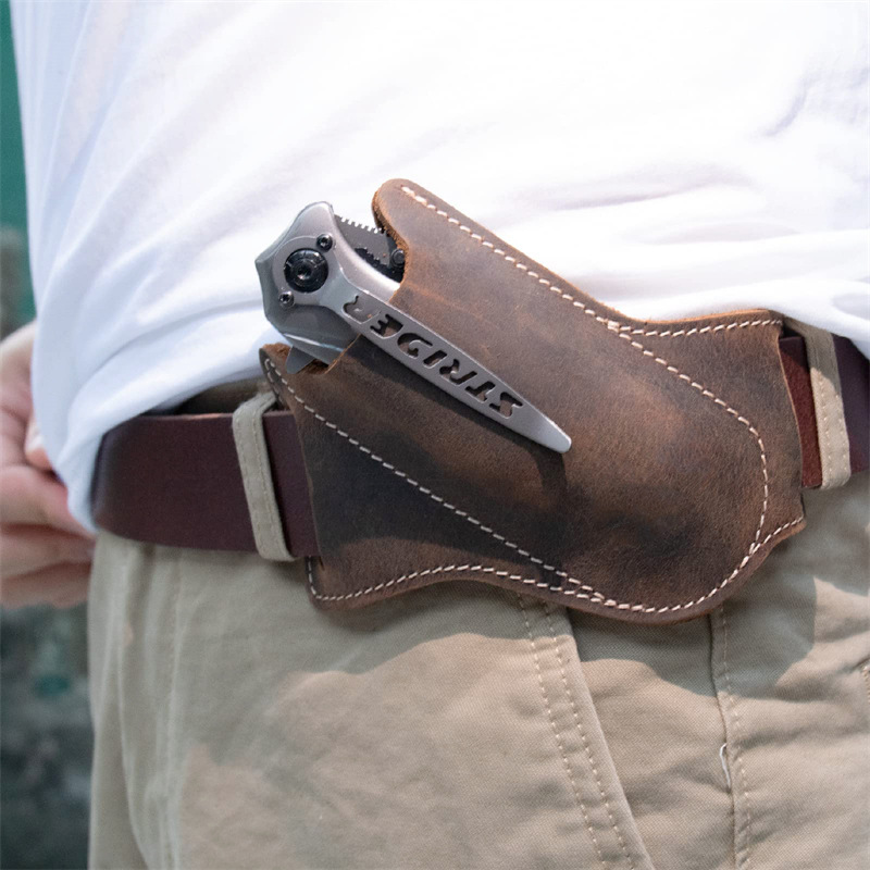 Edc Everyday Carry Knives - Porte-couteaux pliants en cuir, 1 pièce,