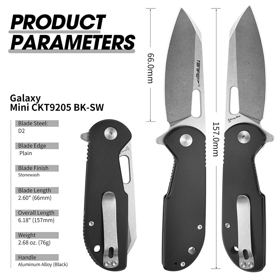 Edc Concealed Carry Knife - TONIFE Galaxy Mini CKT9205 Couteau pliant