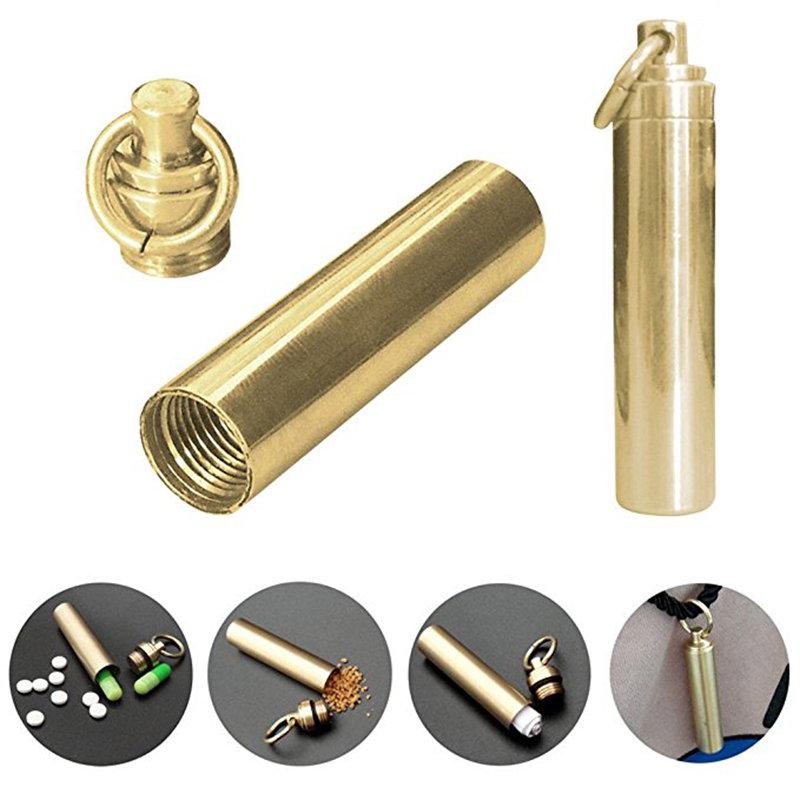 Pill Fob Capsule - 1 PC Étui étanche en laiton