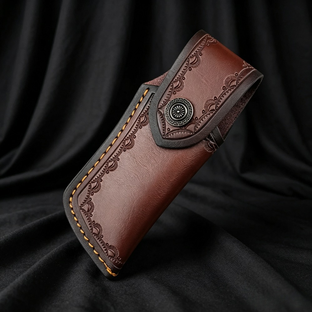 Leather Edc. Carry Pouch - Étui à couteau en cuir véritable